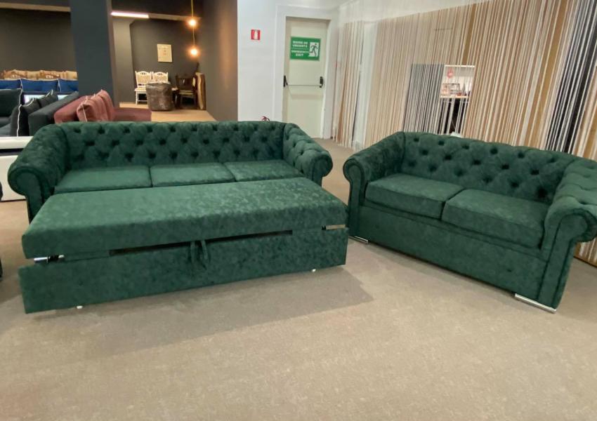 Set Canapea extensibila Luxury 3 locuri Chesterfield + Canapea Luxury 2 locuri Chesterfield