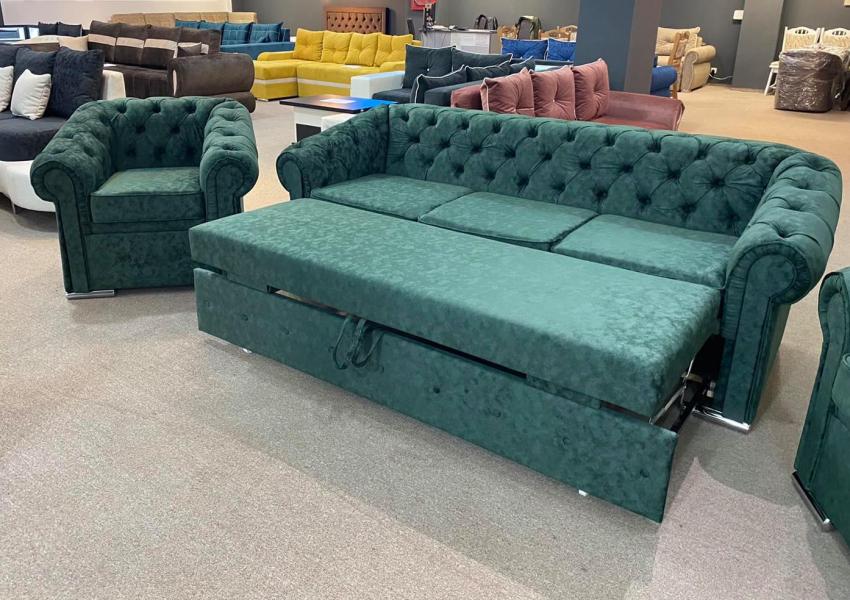 Set Canapea Extensibila Luxury 3 locuri Chesterfield + Fotoliu Luxury Chesterfield